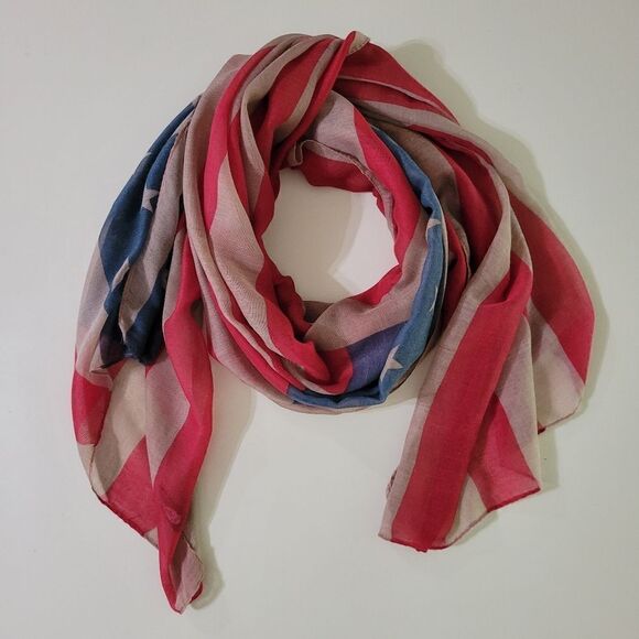 Rue 21 Women's Vintage America Flag Scarf Oblong - Picture 7 of 11